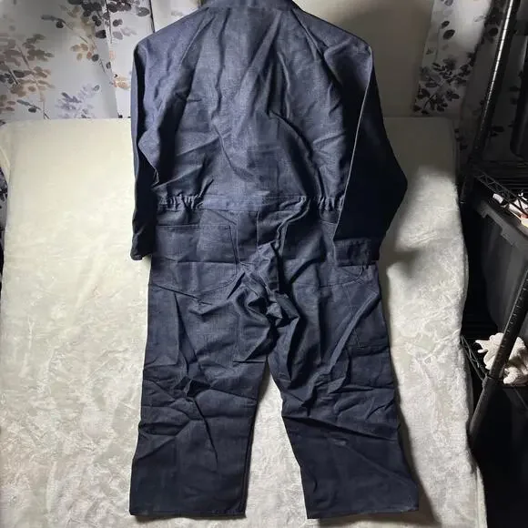 VTG Sears Toughskins Coveralls Men's 42S Blue Denim Deadstock Mechanic Workwear